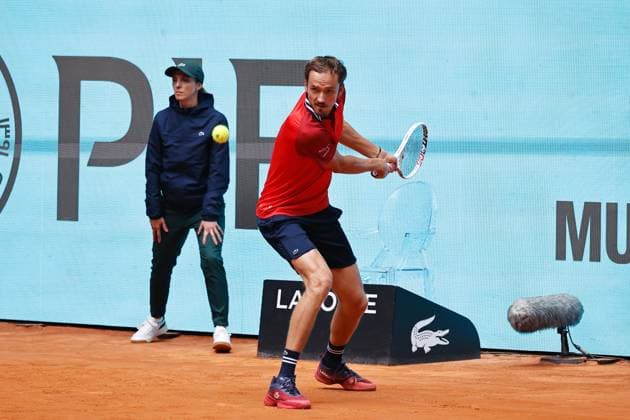 Daniil Medvedev (RUS), APRIL 29, 2024 - Tennis : Daniil Medvedev during singles round of 32 match against Sebastian Korda on the ATP, Tennis Herren tour Masters 1000 Mutua Madrid Open tennis tournament at the Caja Magica in Madrid, Spain. Noxthirdxpartyxsales  (251677946)