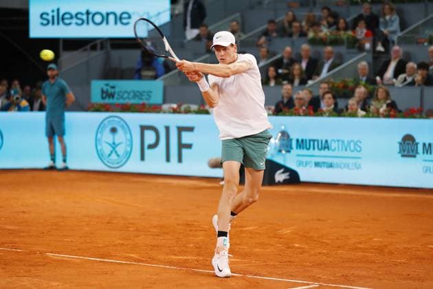 Jannik Sinner (ITA), APRIL 29, 2024 - Tennis : Jannik Sinner during singles round of 32 match against Pavel Kotov on the ATP, Tennis Herren tour Masters 1000 Mutua Madrid Open tennis tournament at the Caja Magica in Madrid, Spain. Noxthirdxpartyxsales  (251679909)