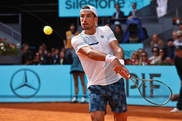 Pedro Cachin (ARG), APRIL 29, 2024 - Tennis : Pedro Cachin during singles round of 32 match against Rafael Nadal on the ATP, Tennis Herren tour Masters 1000 Mutua Madrid Open tennis tournament at the Caja Magica in Madrid, Spain. Noxthirdxpartyxsales  (251680116)