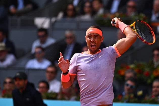 Madrid Mutua Open Rafael Nadal (ESP) during his third round match at the Mutua Madrid Open in Madrid , Spain, on April, 29, 2024. Photo by Corinne Dubreuil ABACAPRESS.COM Madrid  Copyright: xDubreuilxCorinne ABACAx