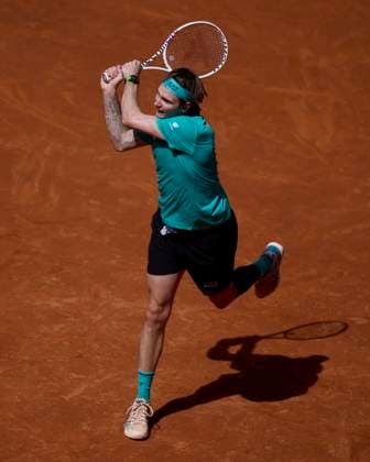 Mutua Madrid Open - Day Nine Alexander Bublik of Kazahstan returns a shot against Daniil Medvedev during day nine of the Mutua Madrid Open 2024 at Caja Magica on April 30, 2024, in Madrid, Spain. Madrid Caja Magica Madrid Spain RL_MMO24_01059 Copyright: xRicardoxLarreinax