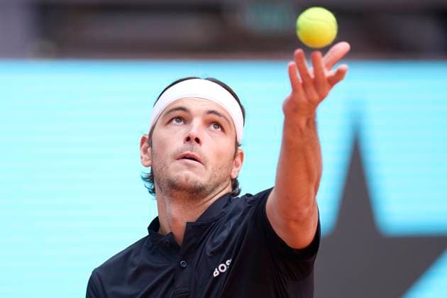 Mutua Madrid Open - Day Nine Taylos Fritz of United States serves against Hubert Hurkacz of Polonia during day nine of the Mutua Madrid Open 2024 at Caja Magica on April 30, 2024, in Madrid, Spain. Madrid Caja Magica Madrid Spain RL_MMO24_01072 Copyright: xRicardoxLarreinax