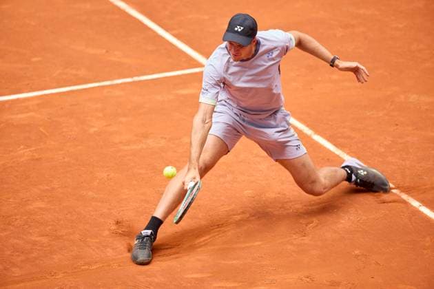 Mutua Madrid Open - Day Nine Hubert Hurkacz of Polonia returns a shot against Taylos Fritz of United States during day nine of the Mutua Madrid Open 2024 at Caja Magica on April 30, 2024, in Madrid, Spain. Madrid Caja Magica Madrid Spain RL_MMO24_01079 Copyright: xRicardoxLarreinax