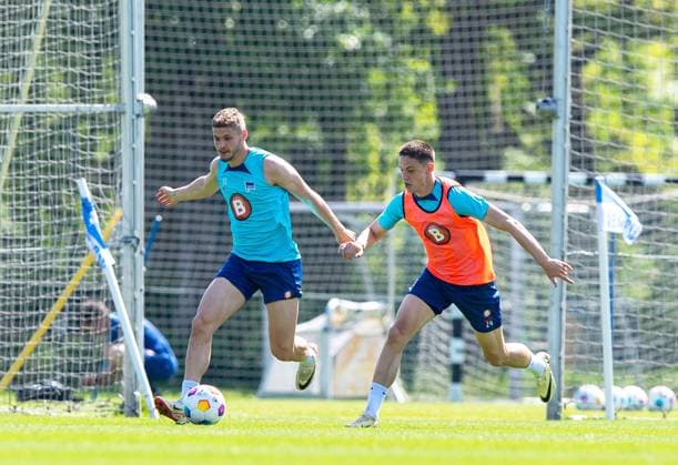 Football, Men, Season 2023 24, 2 Bundesliga, Hertha BSC, Training, v l Marton Dardai Hertha BSC , Bence Dardai Hertha BSC , 30 04 2024, Copyright: xSebastianxRäppold MatthiasxKochx