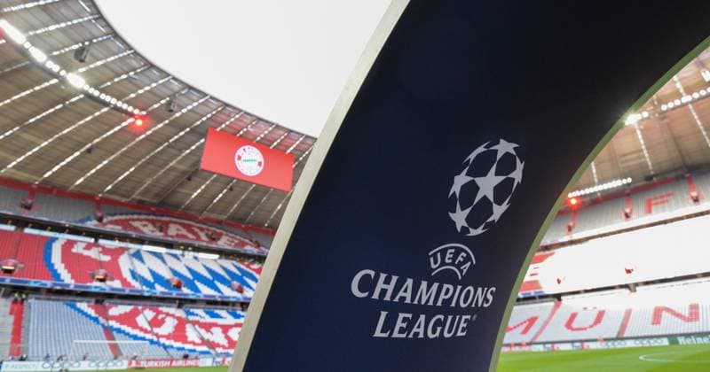 30 04 2024, xemx, Football UEFA Champions League, FC Bayern Muenchen Real Madrid emspor, v l Stadium interior view Allianz Arena with Champions League arch DFL DFB REGULATIONS PROHIBIT ANY USE OF PHOTOGRAPHS as IMAGE SEQUENCES and or QUASI VIDEO Muenchen