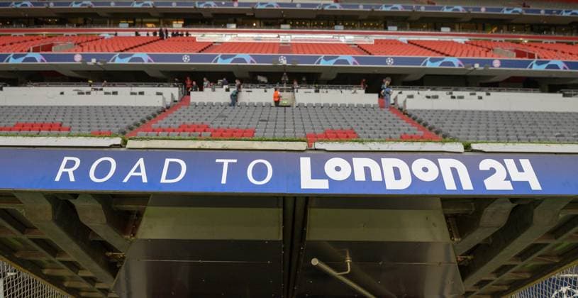 30 04 2024, xemx, Football UEFA Champions League, FC Bayern Muenchen Real Madrid emspor, v l Road to London 24 DFL DFB REGULATIONS PROHIBIT ANY USE OF PHOTOGRAPHS as IMAGE SEQUENCES and or QUASI VIDEO Muenchen