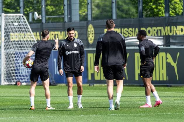 Training, Borussia Dortmund 30 04 2024 Emre Can Borussia Dortmund, 23 , Salih Oezkan Borussia Dortmund, 6 ,, Youssofa Moukoko Borussia Dortmund, 18 , Niklas Suele Borussia Dortmund, 25 Training UEFA Champions League match Borussia Dortmund FC Paris Saint Germain, Signal Iduna Park, Dortmund 30 04 2024 Copyright: xBEAUTIFULxSPORTS Buriakovx