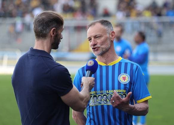 Interview Darius Scholtysik Football, Men, Season 2023 2024, 2 BL, Eintracht Stadion, Eintracht Braunschweig Legends Match DFL REGULATIONS PROHIBIT ANY USE OF PHOTOGRAPHS AS IMAGE SEQUENCES AND OR QUASI VIDEO