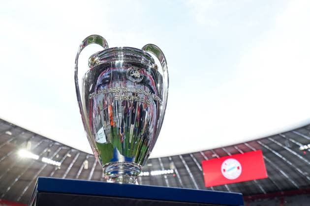 Munich, Germany, April 30th 2024: UCL Final trophy shown prior to the UEFA Champions League semifinal football match between FC Bayern Munich and Real Madrid at Allianz Arena in Munich, Germany. (Daniela Porcelli SPP) Copyright: xDanielaxPorcellix xSPPx spp-en-DaPoSp-20240430-DP303283