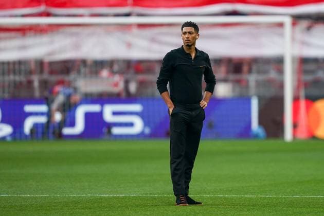 Munich, Germany, April 30th 2024: Jude Bellingham (5 Real Madrid) at arrival prior to the UEFA Champions League semifinal football match between FC Bayern Munich and Real Madrid at Allianz Arena in Munich, Germany. (Daniela Porcelli SPP) Copyright: xDanielaxPorcellix xSPPx spp-en-DaPoSp-20240430-DP101883