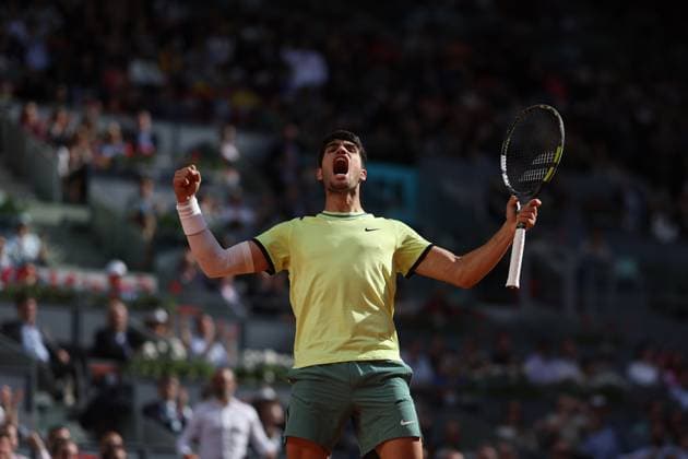 Sport Bilder des Tages Carlos Alcaraz (Spa) TENNIS : Mutua Madrid Open 2024 - 30 04 2024 AntoineCouvercelle Panoramic 