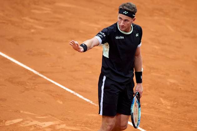Mutua Madrid Open - Day Nine Casper Ruud of Norway reacts during day nine of the Mutua Madrid Open 2024 at Caja Magica on April 30, 2024, in Madrid, Spain. Madrid Caja Magica Madrid Spain RL_MMO24_01326 Copyright: xRicardoxLarreinax