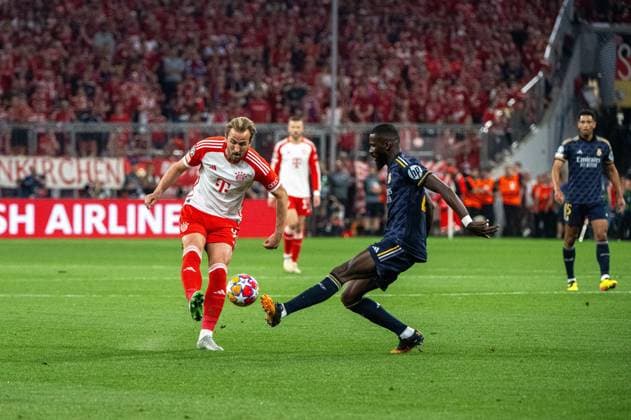 Football, Men, 2023 2024 season, Champions League semi-final, first leg , FC Bayern Munich Real Madrid, v l Harry Kane FC Bayern Munich , Antonio Rüdiger Real Madrid , 30 04 2024, Copyright: xMatthiasxKochx
