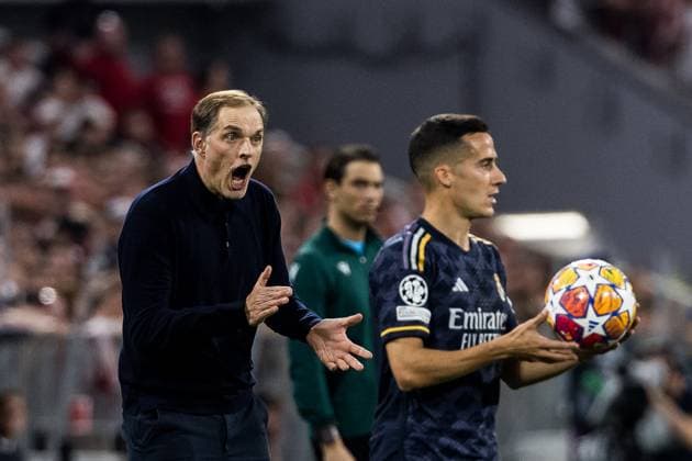 UEFA Champions League FC Bayern Munich Real Madrid 30 04 2024 Thomas Tuchel Coach FC Bayern Munich gestures and shouts UEFA Champions League FC Bayern Munich Real Madrid, Munich, Allianz Arena Copyright: xBEAUTIFULxSPORTS Wunderlx