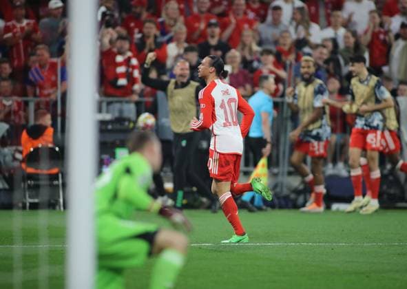 Munich, Germany 30 April 2024 Football, Men, Champions League, Season 2023 2024, Semi-final first leg, FC Bayern Munich Real Madrid, Allianz Arena 1 1 by Leroy Sane FC Bayern Munich , Goal, equalizer, jubilation