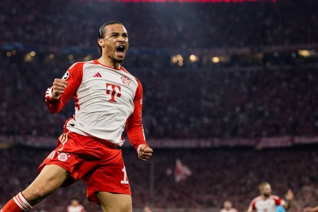 Bilder des Jahres 2024, Sport 04 April Sport Themen der Woche KW18 Sport Bilder des Tages UEFA Champions League: FC Bayern München - Real Madrid; 30.04.2024 Jubel zum 1:1 durch Leroy Sane (FC Bayern München, 10) UEFA Champions League: FC Bayern München - Real Madrid, München, Allianz Arena *** UEFA Champions League FC Bayern Munich Real Madrid 30 04 2024 Leroy Sane FC Bayern Munich, 10 UEFA Champions League FC Bayern Munich Real Madrid, Munich, Allianz Arena Copyright: xBEAUTIFULxSPORTS Wunderlx