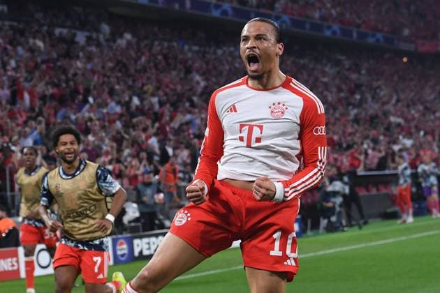 Soccer Champions League semi-final FC Bayern Munich Real Madrid on 30 04 2024 at the Allianz Arena in Munich Goal celebration to 1 1 by Leroy Sane Munich xRx