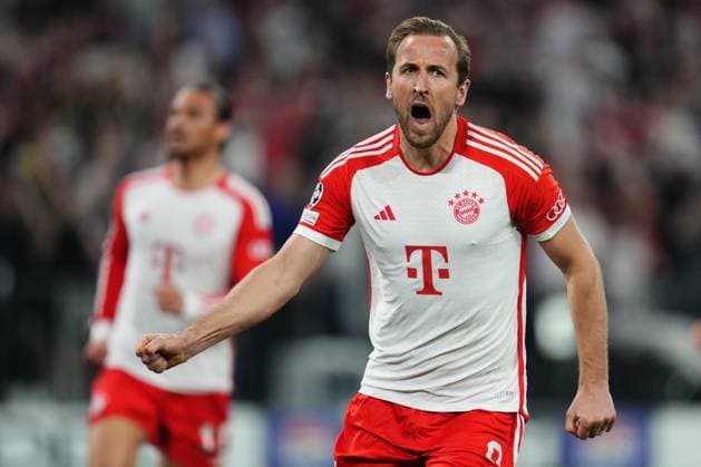 GER: Bayern Munchen v Real Madrid. UEFA Champions League match. Semi-finals, first leg Harry Kane of Bayern Munchen celebrates after scoring the 2-1 during the UEFA Champions League match, Semi-finals, first leg, between Bayern Munchen and Real Madrid played at Allianz Stadium on April 30, 2024 in Munich, Germany. kpng Copyright: xBaguxBlancox xPRESSINPHOTOx PS_240430_030