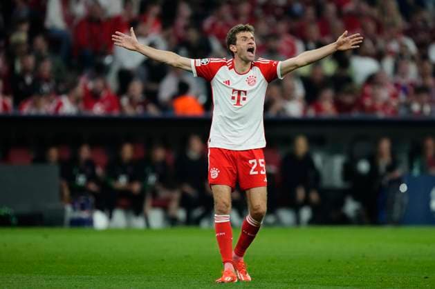 FC Bayern München v Real Madrid: Semi-final First Leg - UEFA Champions League 2023 24 Thomas Muller Second Striker of Bayern Munich and Germany reacts during the UEFA Champions League semi-final first leg match between FC Bayern München and Real Madrid at Allianz Arena on April 30, 2024 in Munich, Germany. Munich Germany  Copyright: xJosexBretonx originalFilename:breton-fcbayern240430_np0Su.jpg