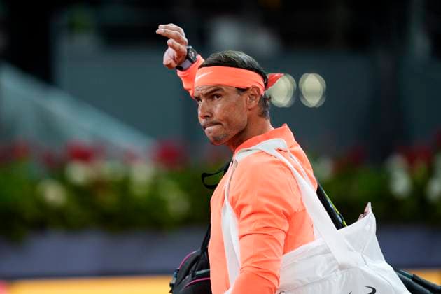April 30, 2024, Madrid, Madrid, SPAIN: Rafael Nadal of Spain in action against Jiri Lehecka of Czech Republic during the Mutua Madrid Open 2024, ATP, Tennis Herren Masters 1000 and WTA, Tennis Damen 1000, tournament celebrated at Caja Magica on April 30, 2024 in Madrid, Spain. Madrid SPAIN - ZUMAa181 20240430_zaa_a181_249 Copyright: xOscarxJ.xBarrosox