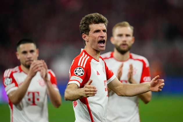 FC Bayern München v Real Madrid: Semi-final First Leg - UEFA Champions League 2023 24 Thomas Muller Second Striker of Bayern Munich and Germany reacts after the UEFA Champions League semi-final first leg match between FC Bayern München and Real Madrid at Allianz Arena on April 30, 2024 in Munich, Germany. Munich Germany  Copyright: xJosexBretonx originalFilename:breton-fcbayern240430_npNmC.jpg