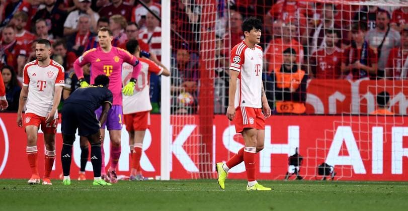 FOOTBALL CHAMPIONS LEAGUE SEASON 2023 2024 Semi-final, first leg FC Bayern Munich Real Madrid 30 04 2024 Disappointment at Min Jae Kim FC Bayern Munich