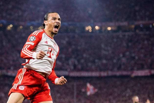 UEFA Champions League FC Bayern Munich Real Madrid 30 04 2024 Leroy Sane FC Bayern Munich, 10 celebrates his 1 1 goal UEFA Champions League FC Bayern Munich Real Madrid, Munich, Allianz Arena Copyright: xBEAUTIFULxSPORTS Wunderlx