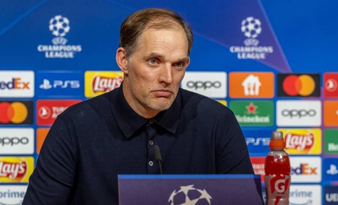 Thomas Tuchel Head Coach, FC Bayern Muenchen at the press conference after the match GER, FC Bayern Muenchen vs Real Madrid CF, Football, Champions League, Semifinal, First leg, Season 2023 2024, 30 04 2024 DFL DFB REGULATIONS PROHIBIT ANY USE OF PHOTOGRAPHS as IMAGE SEQUENCES and or QUASI VIDEO GER, FC Bayern Muenchen vs Real Madrid CF, Football, Champions League, Semi-final, First leg, Match time 2023 2024, 30 04 2024 Muenchen Copyright: xEibner-Pressefoto HeikexFeinerx EP_HFR