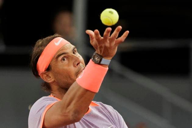 Mutua Madrid Open - Rafael Nadal vs Jiri Lehecka MADRID, SPAIN - APRIL 30 Rafael Nadal returns the ball during their match against Jiri Lehecka on Day 9 of the Mutua Madrid Open at Caja Magica Stadium in Madrid. (Photo by Guillermo Martinez) Madrid Caja Magica Spain Copyright: xGuillermoxMartinezx