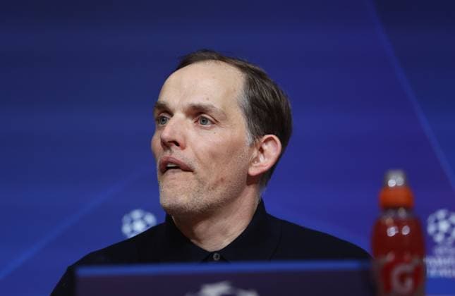 Munich, Germany 30 April 2024 Football, Men, Champions League, 2023 2024 season, semi-final first leg, FC Bayern Munich Real Madrid, Allianz Arena Thomas Tuchel, coach FC Bayern Munich head, portrait at the post-match press conference, mouth, listening, amazement, thinking, facial expression