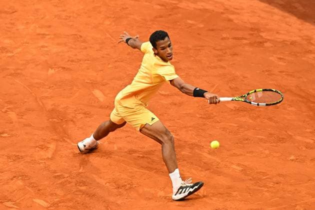 Mutua Madrid Open Felix Auger-Aliassime (CAN) during his fourth match at the Mutua Madrid Open in Madrid , Spain, on April, 24, 2024. Photo by Corinne Dubreuil ABACAPRESS.COM Madrid  Copyright: xDubreuilxCorinne ABACAx