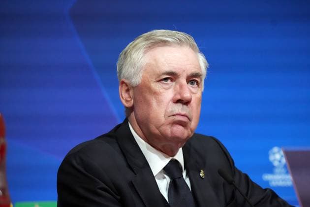 Football, UEFA Champions League Season 2023 2024, Semifinal, Semifinal, , FC Bayern Munich Real Madrid Allianzarena Munich Carlo Ancelotti Coach Real Madrid , PK Action, Single Image