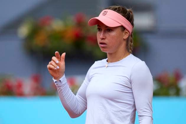 Mutua Madrid Open - Day Ten Yulia Putintseva of Kazakhstan reacts during day ten of the Mutua Madrid Open 2024 at Caja Magica on May 1, 2024, in Madrid, Spain. Madrid Caja Magica Madrid Spain RL_MMO24_01549 Copyright: xRicardoxLarreinax