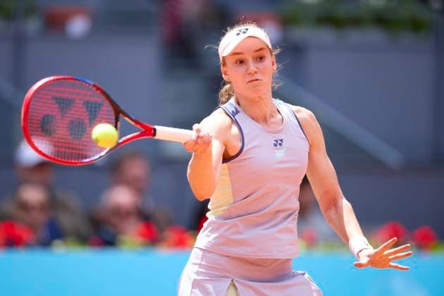 Mutua Madrid Open - Day Ten Elena Rybakina of Kazakhstan returns a shot against Yulia Putintseva of Kazakstan during day ten of the Mutua Madrid Open 2024 at Caja Magica on May 1, 2024, in Madrid, Spain. Madrid Caja Magica Madrid Spain RL_MMO24_01574 Copyright: xRicardoxLarreinax