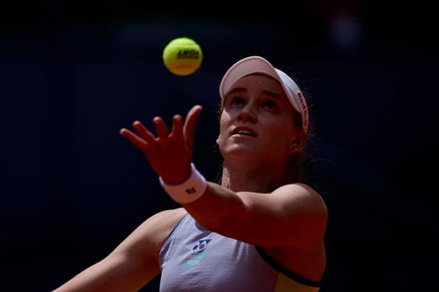 Mutua Madrid Open - Day Ten Elena Rybakina of Kazakhstan serves against Yulia Putintseva of Kazakstan during day ten of the Mutua Madrid Open 2024 at Caja Magica on May 1, 2024, in Madrid, Spain. Madrid Caja Magica Madrid Spain RL_MMO24_01577 Copyright: xRicardoxLarreinax