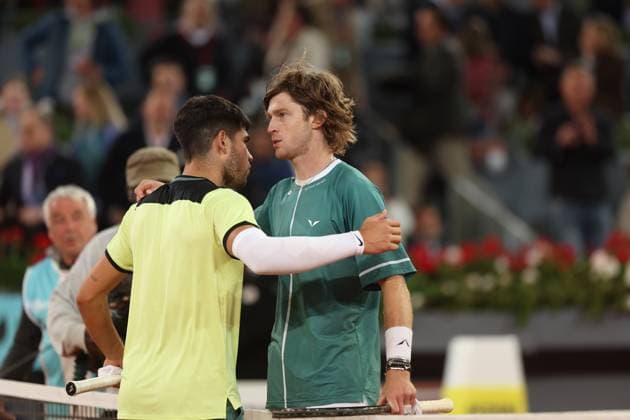 Andrey Rublev (Rus) defeated Carlos Alcaraz TENNIS : Mutua Madrid Open 2024 - 01 05 2024 AntoineCouvercelle Panoramic 