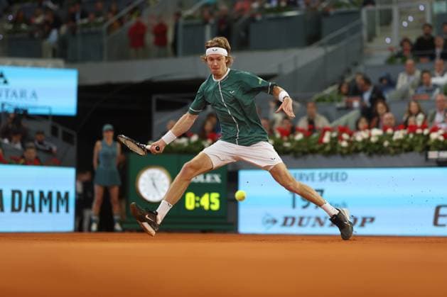 Andrey Rublev (Rus) defeated Carlos Alcaraz TENNIS : Mutua Madrid Open 2024 - 01 05 2024 AntoineCouvercelle Panoramic 