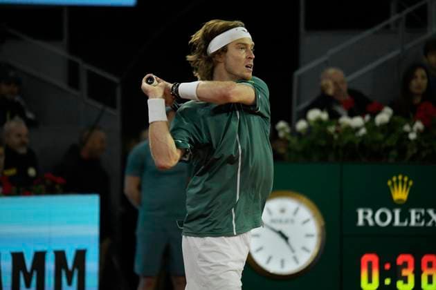 Mutua Madrid Open 2024 Andrey Rublev of Russia is in action during the 2024 ATP, Tennis Herren Tour Madrid Open tennis tournament at Caja Magica in Madrid, Spain, on May 1, 2024. Madrid Spain  Copyright: xJuanxCarlosxLucasx originalFilename:lucas-notitle240501_nphYc.jpg