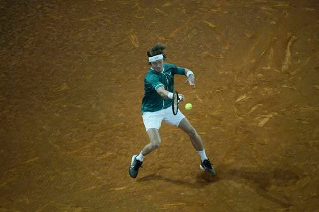 Mutua Madrid Open 2024 Andrey Rublev of Russia is in action during the 2024 ATP, Tennis Herren Tour Madrid Open tennis tournament at Caja Magica in Madrid, Spain, on May 1, 2024. Madrid Spain  Copyright: xJuanxCarlosxLucasx originalFilename:lucas-notitle240501_nphSK.jpg