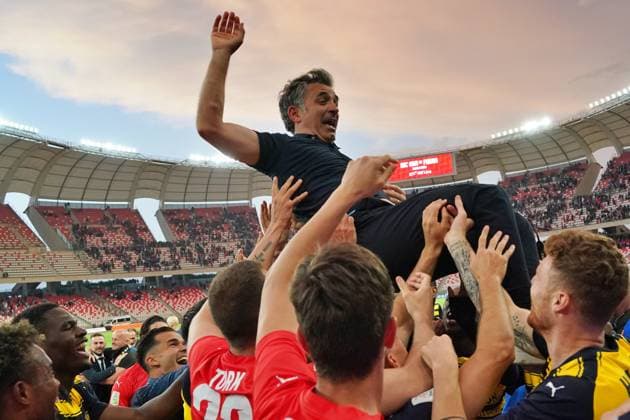 coach Fabio Pecchia of Parma Calcio celebrates the victory during SSC Bari vs Parma Calcio, Italian soccer Serie B match in Bari, Italy, May 01 2024  Copyright: xEmmanuelexMastrodonato IPAxSportx xx IPA_45645404 IPA_Agency_IPA45645404