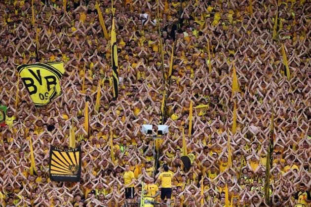 01 05 2024, Football UEFA Champions League 2023 2024, Semi-final, Borussia Dortmund FC Paris Saint Germain at Signal Iduna Park Dortmund BVB Fans DFL and DFB regulations prohibit any use of photographs as image sequences and or quasi video