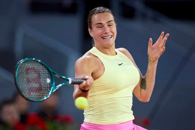 Mutua Madrid Open - Day Ten Aryna Sabalenka returns a shot against Mirra Andreeva during day ten of the Mutua Madrid Open 2024 at Caja Magica on May 1, 2024, in Madrid, Spain. Madrid Caja Magica Madrid Spain RL_MMO24_01731 Copyright: xRicardoxLarreinax