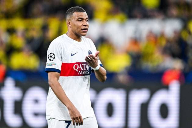 DORTMUND - Kylian Mbappe of Paris Saint Germain during the UEFA Champions League semi-final match between Borussia Dortmund and Paris Saint Germain at Signal Iduna Park on May 1, 2024 in Dortmund, Germany. ANP Hollandse Hoogte UEFA Conference League 2023 24 2023 2024 xVIxANPxSportx xGerritxvanxKeulenxIVx 497376834 originalFilename: 497376834.jpg