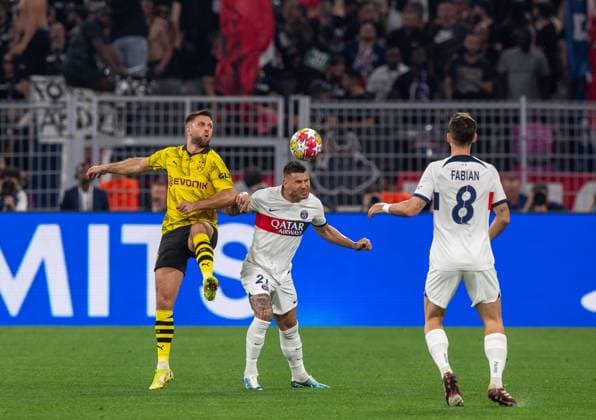 Football, Men, 2023 2024 season, Champions League semi-final, first leg , Borussia Dortmund Paris Saint Germain, v l Niclas Füllkrug Borussia Dortmund , Lucas Hernandez PSG, Paris Saint Germain , Fabian Ruiz PSG, Paris Saint Germain , 01 05 2024, Copyright: xSebastianxRäppold MatthiasxKochx