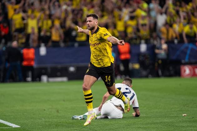 GER, UEFA Champions League, Semi-final first leg, Borussia Dortmund vs Paris Saint Germain 01 05 2024, Signal Iduna Park, Dortmund, GER, UEFA Champions League, Semi-final first leg, Borussia Dortmund vs Paris Saint Germain In the picture Goal celebrations for the 1-0 goal by Niclas Füllkrug Fuellkrug BV Borussia Dortmund, 14 nordphotoxGmbHxx xChristianxSchulze nph000300