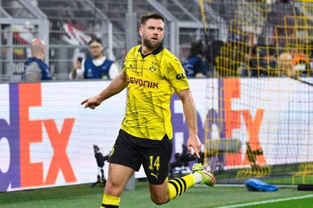 Niclas Fullkrug ( 14 - Borussia Dortmund ) celebrates after scoring during the UEFA Champions League match between Borussia Dortmund and Paris Saint Germain at BVB Stadion Dortmund on May 01, 2024 in Dortmund, Germany. ( Photo by federico pestellini panoramic ) - FOOTBALL : Borussia Dortmund vs Paris Saint Germain - Ligue des Champions - 01 05 2024 FedericoPestellini Panoramic 