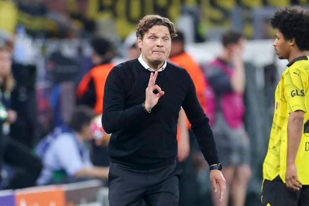 Coach Edin Terzic Borussia Dortmund gestures, UEFA Champions League 2023 24 Semi finals First Leg, Borussia Dortmund vs Paris Saint Germain, Signal Iduna Park, 01 05 2024, Dortmund, Germany