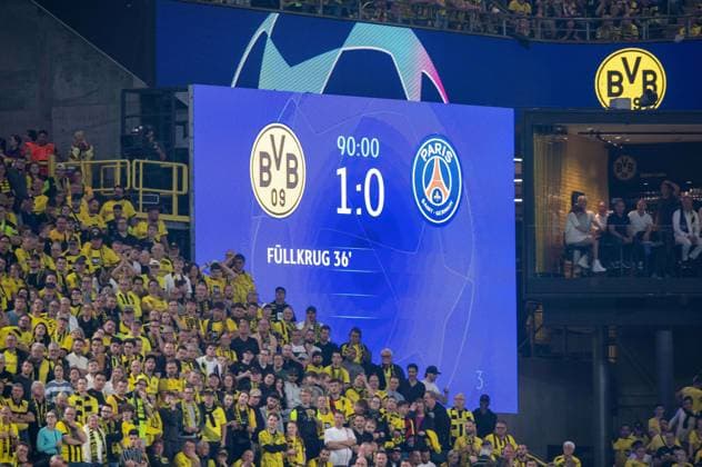 Football, Men, 2023 2024 season, Champions League semi-final, first leg, Borussia Dortmund Paris Saint Germain, scoreboard with 1 0 final score, 01 05 2024, Copyright: xSebastianxRäppold MatthiasxKochx