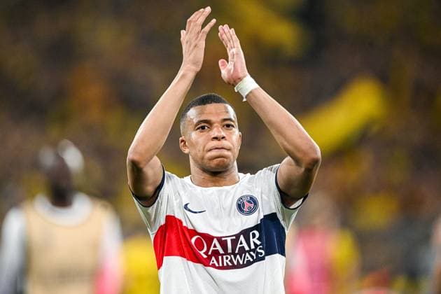 DORTMUND - Kylian Mbappe of Paris Saint Germain is disappointed by the loss during the UEFA Champions League semi-final match between Borussia Dortmund and Paris Saint Germain at Signal Iduna Park on May 1, 2024 in Dortmund, Germany. ANP Hollandse Hoogte UEFA Conference League 2023 24 2023 2024 xVIxANPxSportx xGerritxvanxKeulenxIVx 497382661 originalFilename: 497382661.jpg
