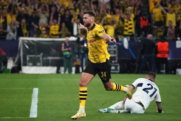 Football, UEFA Champions League season 2023 2024, semi-final, semi-final, Borussia Dortmund Paris Saint Germain, Signal Iduna Park Dortmund Niclas Füllkrug BVB, action, single image, goal celebration
